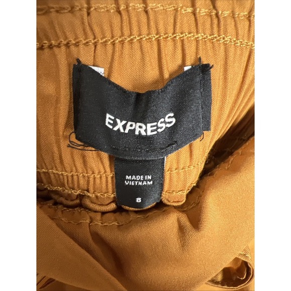 Express High Waisted Paper Bag Mini Skirt Women's Size 8 Mustard Yellow NWT - Picture 6 of 13